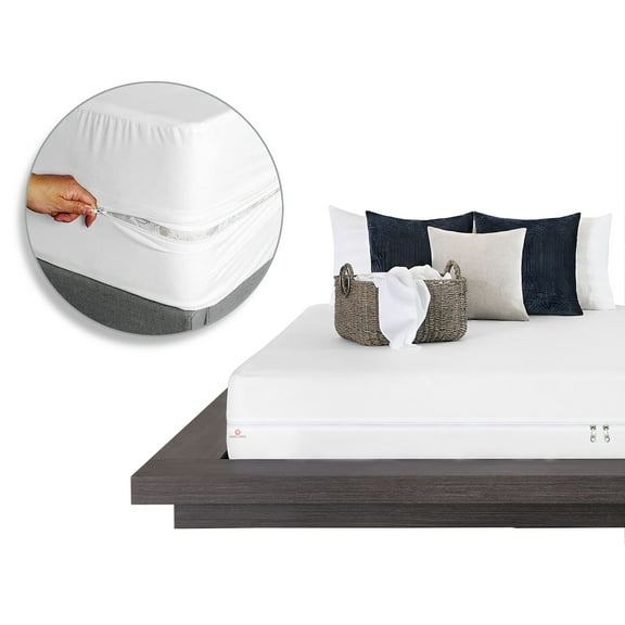 Zipper Fitted Sheet Twin Size (39X75), 100% Microfiber Fitted Sheet 1 Piece 8" Deep Pocket, Zipper Sheets Twin Size - White Color