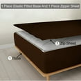 thumbnail image 1 of Zipper Fitted Sheet, (Twin Size 39x75) 12 Inch Deep Pocket, 100% Egyptian Cotton, 800 TC, Stripe Chocolate Color., 1 of 7