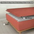 thumbnail image 1 of Zipper Fitted Sheet, Twin XL Size 39x80) 15 Inch Deep Pocket, 100% Egyptian Cotton, 800 TC, Stripe Brick Red Color., 1 of 7