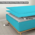 thumbnail image 1 of Sheet has Zipper Fitted Sheet, (Twin XL Size 39x80) 21 Inch Deep Pocket, 100% Egyptian Cotton, 800 TC, Solid Turquoise Blue Color., 1 of 10