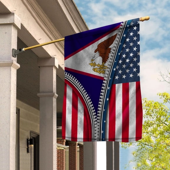 Zipper Flag American Show American Samoan Flag USA American Samoa Patriotic Root House Flag, Double-Sided Decorative Outdoor Flag, Polyester Yard Flag 29.5 x 39.5 in