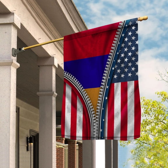 Zipper Flag American Show Armenian Flag USA Armenia Patriotic Root House Flag (29.5x39.5) Double Sided-USA Flags Premium Polyester-Decorative Indoor Outdoor Flag