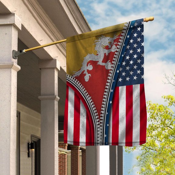 Zipper Flag American Show Bhutanese Flag USA Bhutan Patriotic Root House Flag (29.5x39.5) Double Sided-USA Flags Premium Polyester-Decorative Indoor Outdoor Flag