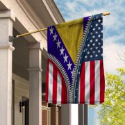 USA Bosnia and Herzegovina Zipper Flag Heritage Bosnian House Flag, Double-Sided Outdoor Yard Decor 29.5 x 39.5 Inch