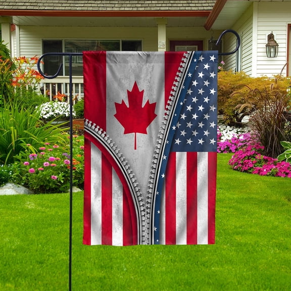 Zipper Flag American Show Canadian Flag USA Canada Patriotic Root Garden Flag (11.5x17.5) Double Sided-USA Flags Premium Polyester-Decorative Indoor Outdoor Flag