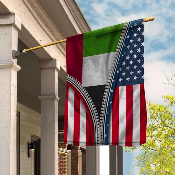 Zipper Flag American Show Emirian Flag USA United Arab Emirates Patriotic Root House Flag, Double-Sided Decorative Outdoor Flag, Patriotic Polyester Yard Flag 29.5 x 39.5 in