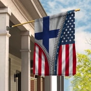 USA Finland Zipper Flag Heritage Finnish House Flag, Double-Sided Outdoor Yard Decor 29.5 x 39.5 Inch