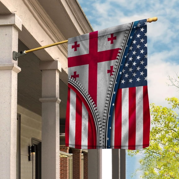 Zipper Flag American Show Georgian Flag USA Georgia Patriotic Root House Flag (29.5x39.5) Double Sided-USA Flags Premium Polyester-Decorative Indoor Outdoor Flag