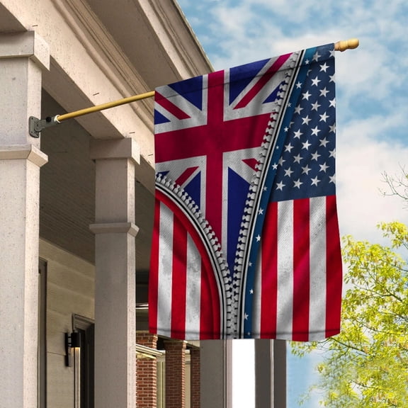 Zipper Flag American Show Great British Flag USA Great Britain Patriotic Root House Flag, Double-Sided Decorative Outdoor Flag, Patriotic Polyester Yard Flag 29.5 x 39.5 in