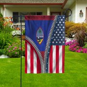 USA Zipper Flag Heritage Show Guamanian Guam Garden Flag, Double-Sided Outdoor Yard Decor 11.5 x 17.5 Inch