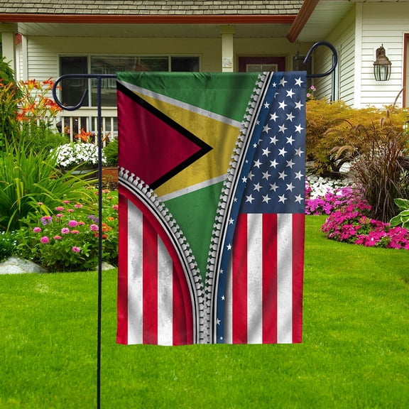 Zipper Flag American Show Guyanese Flag USA Guyana Patriotic Root Garden Flag (11.5x17.5) Double Sided-USA Flags Premium Polyester-Decorative Indoor Outdoor Flag