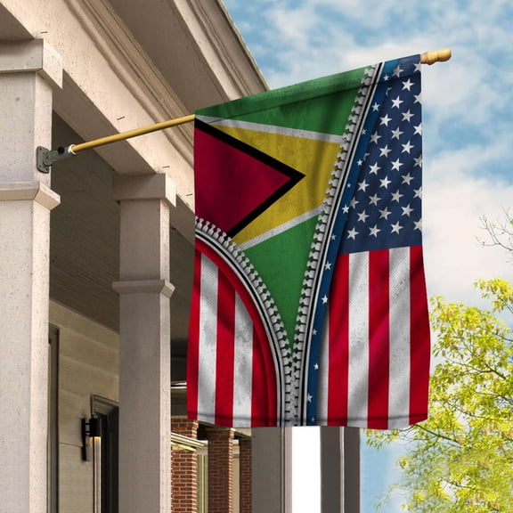 Zipper Flag American Show Guyanese Flag USA Guyana Patriotic Root House Flag (29.5x39.5) Double Sided-USA Flags Premium Polyester-Decorative Indoor Outdoor Flag