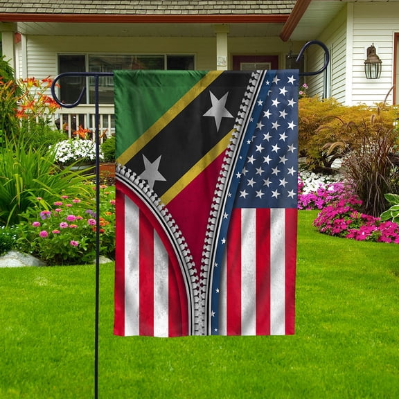 Zipper Flag American Show Kittitian And Nevisian Flag USA Saint Kitts And Nevis Patriotic Root Garden Flag (11.5x17.5) Double Sided-USA Flags Premium Polyester-Decorative Indoor Outdoor Flag