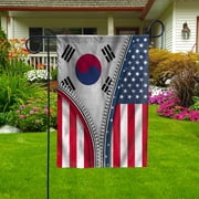 USA South Korea Zipper Flag Heritage Garden Flag, Double-Sided Outdoor Yard Decor 11.5 x 17.5 Inch