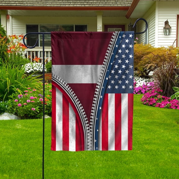 Zipper Flag American Show Latvian Flag USA Latvia Patriotic Root Garden Flag (11.5x17.5) Double Sided-USA Flags Premium Polyester-Decorative Indoor Outdoor Flag