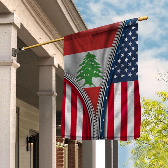 USA Lebanon Zipper Flag Heritage House Flag, Double-Sided Outdoor Yard Decor 29.5 x 39.5 Inch