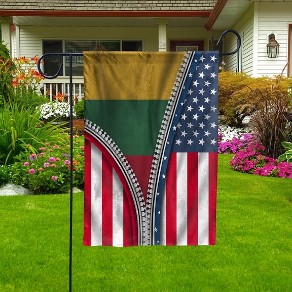 USA Lithuania Zipper Flag Heritage Lithuanian Garden Flag, Double-Sided Outdoor Yard Decor 11.5 x 17.5 Inch