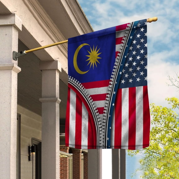 Zipper Flag American Show Malaysian Flag USA Malaysia Patriotic Root House Flag (29.5x39.5) Double Sided-USA Flags Premium Polyester-Decorative Indoor Outdoor Flag