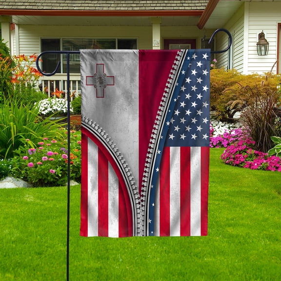 Zipper Flag American Show Maltese Flag USA Malta Patriotic Root Garden Flag (11.5x17.5) Double Sided-USA Flags Premium Polyester-Decorative Indoor Outdoor Flag