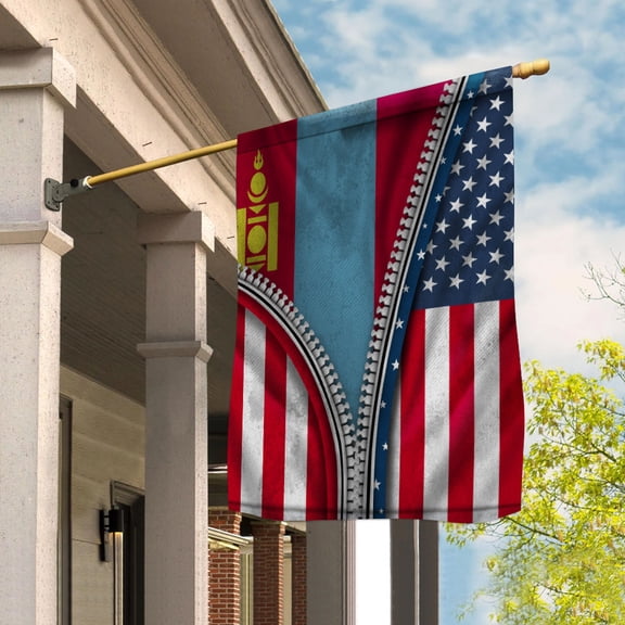 Zipper Flag American Show Mongolian Flag USA Mongolia Patriotic Root House Flag (29.5x39.5) Double Sided-USA Flags Premium Polyester-Decorative Indoor Outdoor Flag