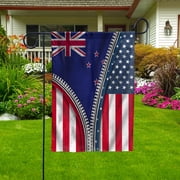 Zipper Flag American Show New Zealand Flag USA New Zealand Patriotic Root Garden Flag, Double-Sided Decorative Outdoor Flag, Patriotic Polyester Yard Flag 12 x 18 in