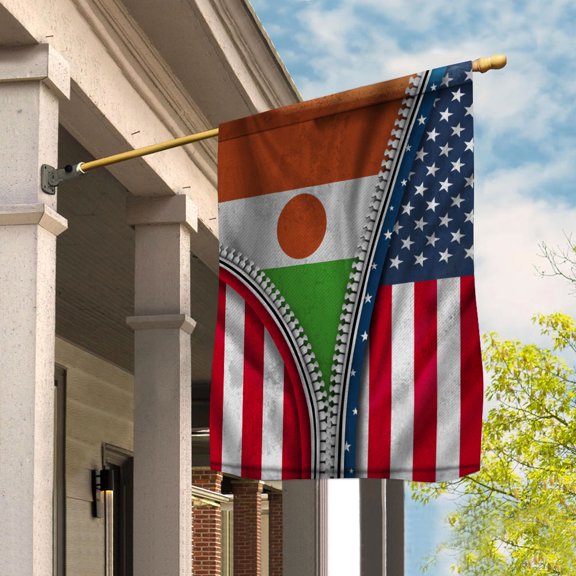 Zipper Flag American Show Nigerien Flag USA Niger Patriotic Root House Flag (29.5x39.5) Double Sided-USA Flags Premium Polyester-Decorative Indoor Outdoor Flag