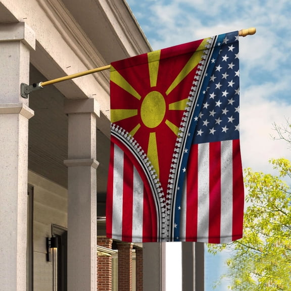 Zipper Flag American Show North Macedonian Flag USA North Macedonia Patriotic Root House Flag (29.5x39.5) Double Sided-USA Flags Premium Polyester-Decorative Indoor Outdoor Flag