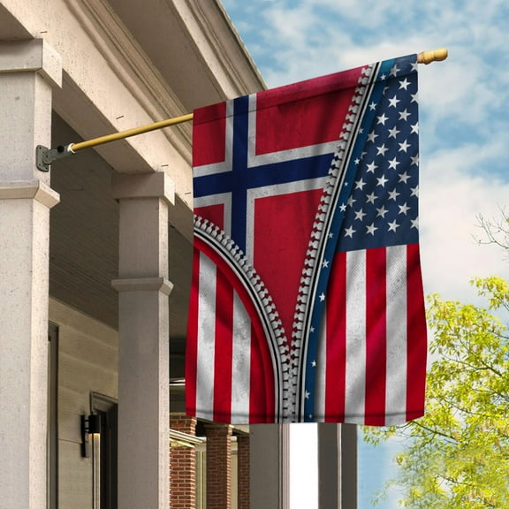 Zipper Flag American Show Norwegian Flag USA Norway Patriotic Root House Flag (29.5x39.5) Double Sided-USA Flags Premium Polyester-Decorative Indoor Outdoor Flag