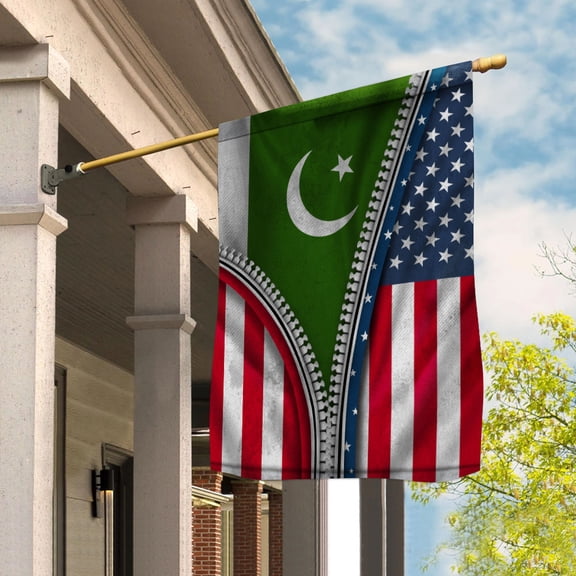 Zipper Flag American Show Pakistani Flag USA Pakistan Patriotic Root House Flag (29.5x39.5) Double Sided-USA Flags Premium Polyester-Decorative Indoor Outdoor Flag