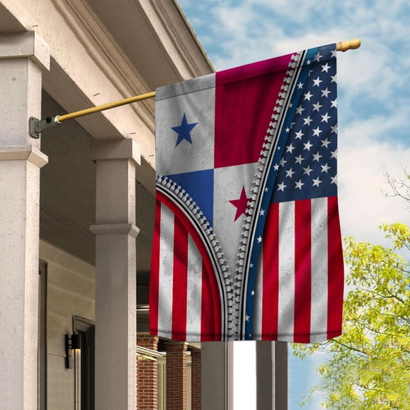 Zipper Flag American Show Panamanian Flag USA Panama Patriotic Root House Flag (29.5x39.5) Double Sided-USA Flags Premium Polyester-Decorative Indoor Outdoor Flag