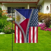 USA Philippines Zipper Flag Heritage Garden Flag, Double-Sided Outdoor Yard Decor 11.5 x 17.5 Inch