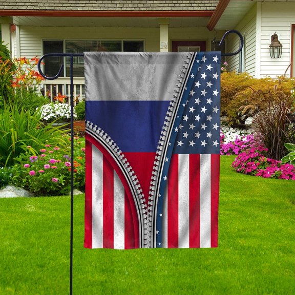 Zipper Flag American Show Russian Flag USA Russia Patriotic Root Garden Flag (11.5x17.5) Double Sided-USA Flags Premium Polyester-Decorative Indoor Outdoor Flag