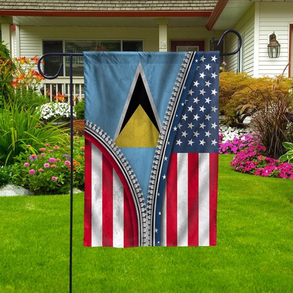 USA Zipper Flag Heritage Show Saint Lucian Garden Flag, Double-Sided Outdoor Yard Decor 11.5 x 17.5 Inch