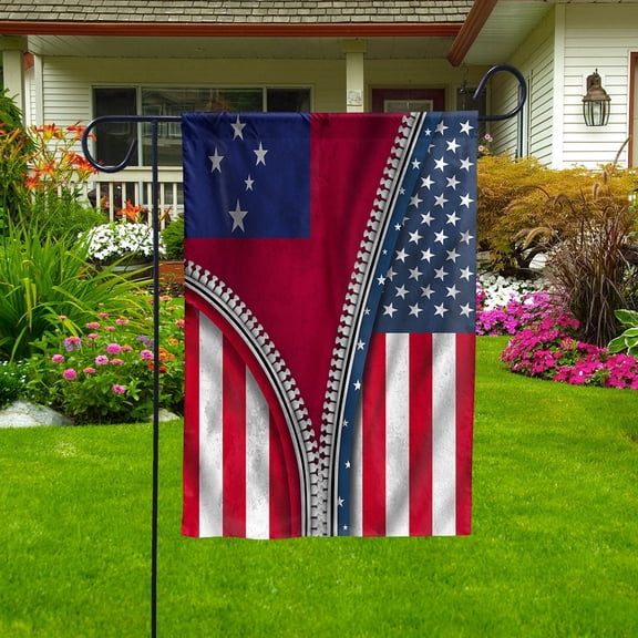 USA Samoa Zipper Flag Heritage Samoan Show Garden Flag, Double-Sided Outdoor Yard Decor 11.5 x 17.5 Inch