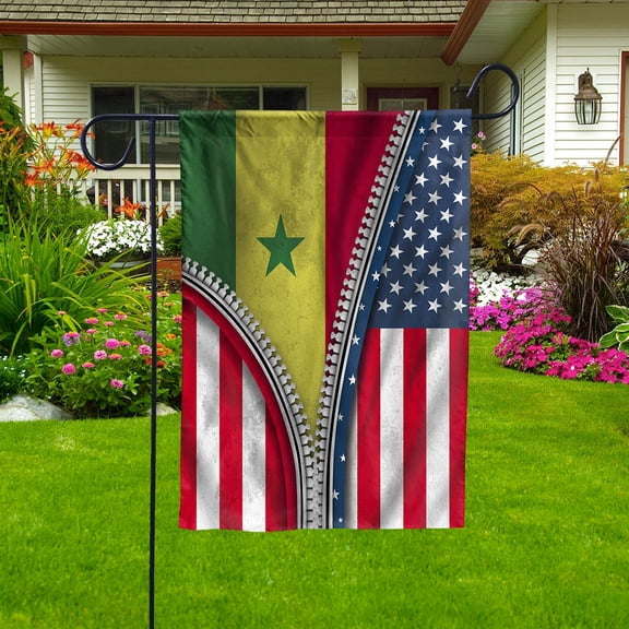 Zipper Flag American Show Senegalese Flag USA Senegal Patriotic Root Garden Flag (11.5x17.5) Double Sided-USA Flags Premium Polyester-Decorative Indoor Outdoor Flag