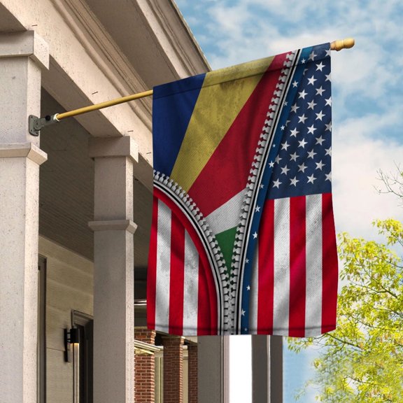 Zipper Flag American Show Seychellois Flag USA Seychelles Patriotic Root House Flag (29.5x39.5) Double Sided-USA Flags Premium Polyester-Decorative Indoor Outdoor Flag