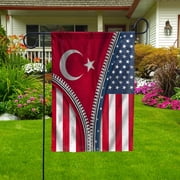 USA Turkey Zipper Flag Heritage Turkish Garden Flag, Double-Sided Outdoor Yard Decor 11.5 x 17.5 Inch