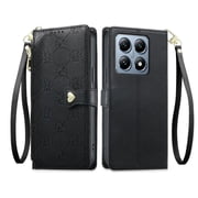 Zipper Folio Wallet Case for [Xiaomi 14T Pro] with Card Slots, Kickstand & Wrist StrapBlack