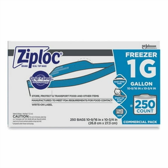 Zipper Freezer Bags, 1 gal, 10.56" x 10.75", Clear, 250/Carton | Bundle of 5