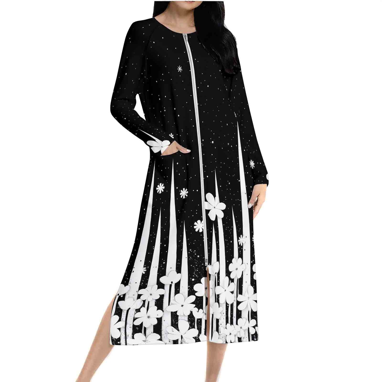 Ram Graphic Robe Zipper Front Robes for Women Trendy Graphic Floarl Print House Coat ...