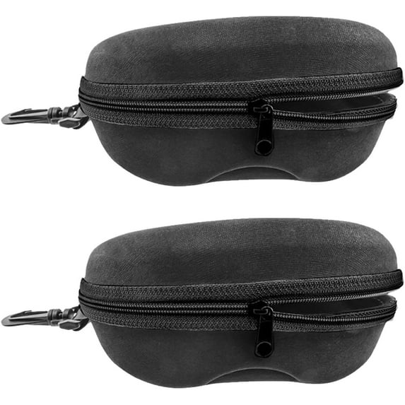 Zipper Hard Shell Sunglasses Cases, Portable Travel Eyeglasses Cases with Plastic Hook for Men Women