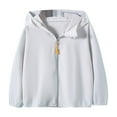 thumbnail image 1 of Zipper Hooded Jackets for Girls and Boys Solid Color Sun Protection Clothing Long Sleeved Zipper Cardigan, 1 of 4