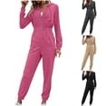 thumbnail image 1 of Zipper Hoodie Jumpsuit with Pockets, Women's Hooded Long Sleeve Casual Romper, Lounge Wear Activewear Jumpsuit, [Comfy Gifts for Women] | Sopatenor,Gray XL, 1 of 9