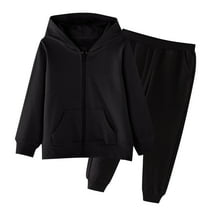 Zipper Hoodie Sets Toddler 2 Piece Outfits Fall Winter Soft Fleece Long Sleeve Full Zip Hooded Sweatshirt and Joggers Set