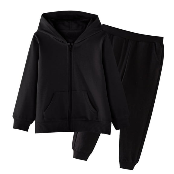 Zipper Hoodie Sets Toddler 2 Piece Outfits Fall Winter Soft Fleece Long Sleeve Full Zip Hooded Sweatshirt and Joggers Set