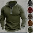 thumbnail image 1 of Zipper Hoodies Men Quarter Zip Hoodie Stand Collar Solid Lightweight Pullover Long Sleeve Sweatshirt Men Green S, 1 of 4