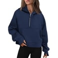 thumbnail image 1 of Zipper Hoodies Sweatshirts With Pocket Loose Sport Tops Long Sleeve Pullover Sweaters Winter Fall Outfits Women Clothing, 1 of 10