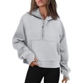 thumbnail image 1 of Zipper Hoodies Sweatshirts With Pocket Loose Sport Tops Long Sleeve Pullover Sweaters Winter Fall Outfits Women Clothing, 1 of 11