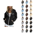 thumbnail image 1 of Zipper Hoodies for Women 2025 Fall Winter Long Sleeve Zip Up Hoodie with Pockets Hooded Sweatshirt Pullover Tops, 1 of 4