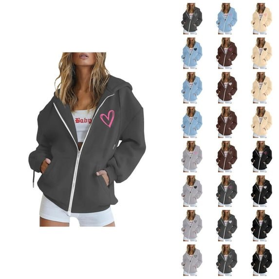 Zipper Hoodies for Women 2025 Fall Winter Long Sleeve Zip Up Hoodie with Pockets Hooded Sweatshirt Pullover Tops